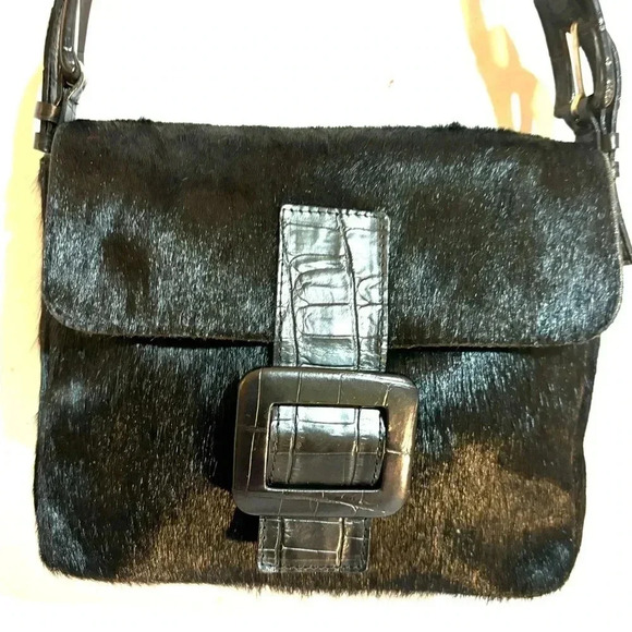 Claudio Orciani pony skin and leather shoulder handbag - Picture 9 of 11